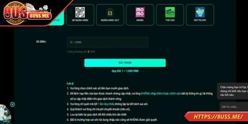 Các phương thức nạp tiền 8US thông dụng nhất